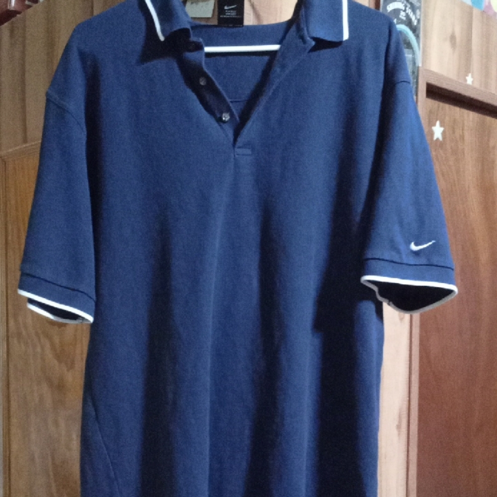 Nike Navy Polo with White Piping